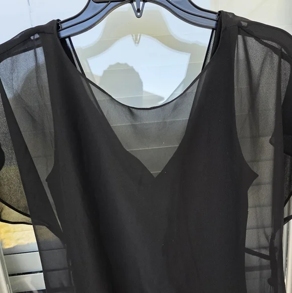 Adrianna Papell Women Black Chiffon Overlay Cocktail Dress XS Sheer NWT - Picture 5 of 13